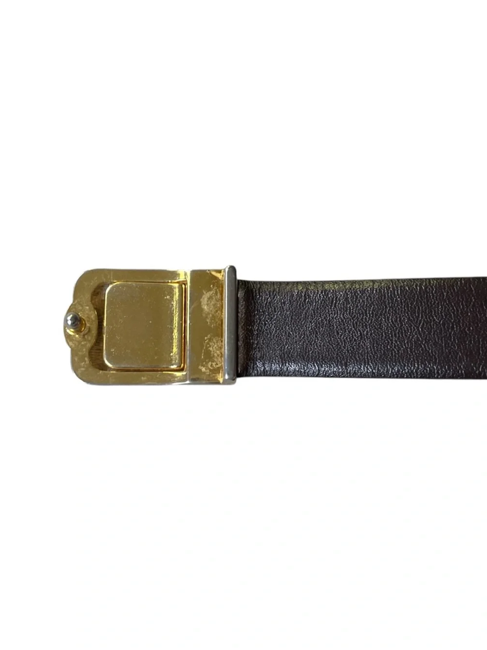 Vintage Christian Dior Reversible Black/Brown Belt w/Gold-Tone Buckle